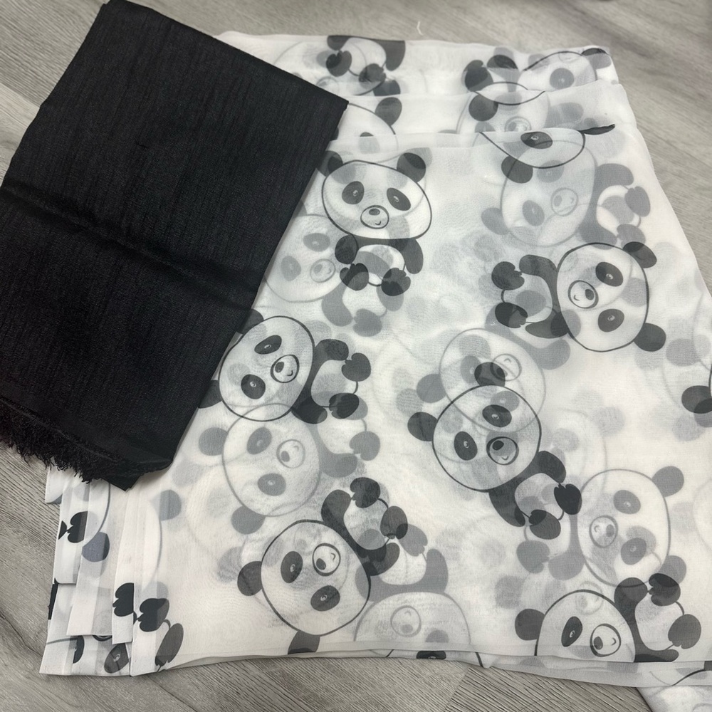 Black and White fabric with Panda Print